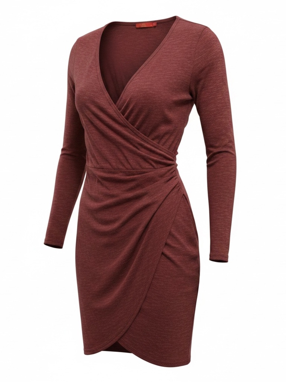 Woman PRANA Maroon Red V-Neck Half Short Sleeve Wool Blend Dress - Medium